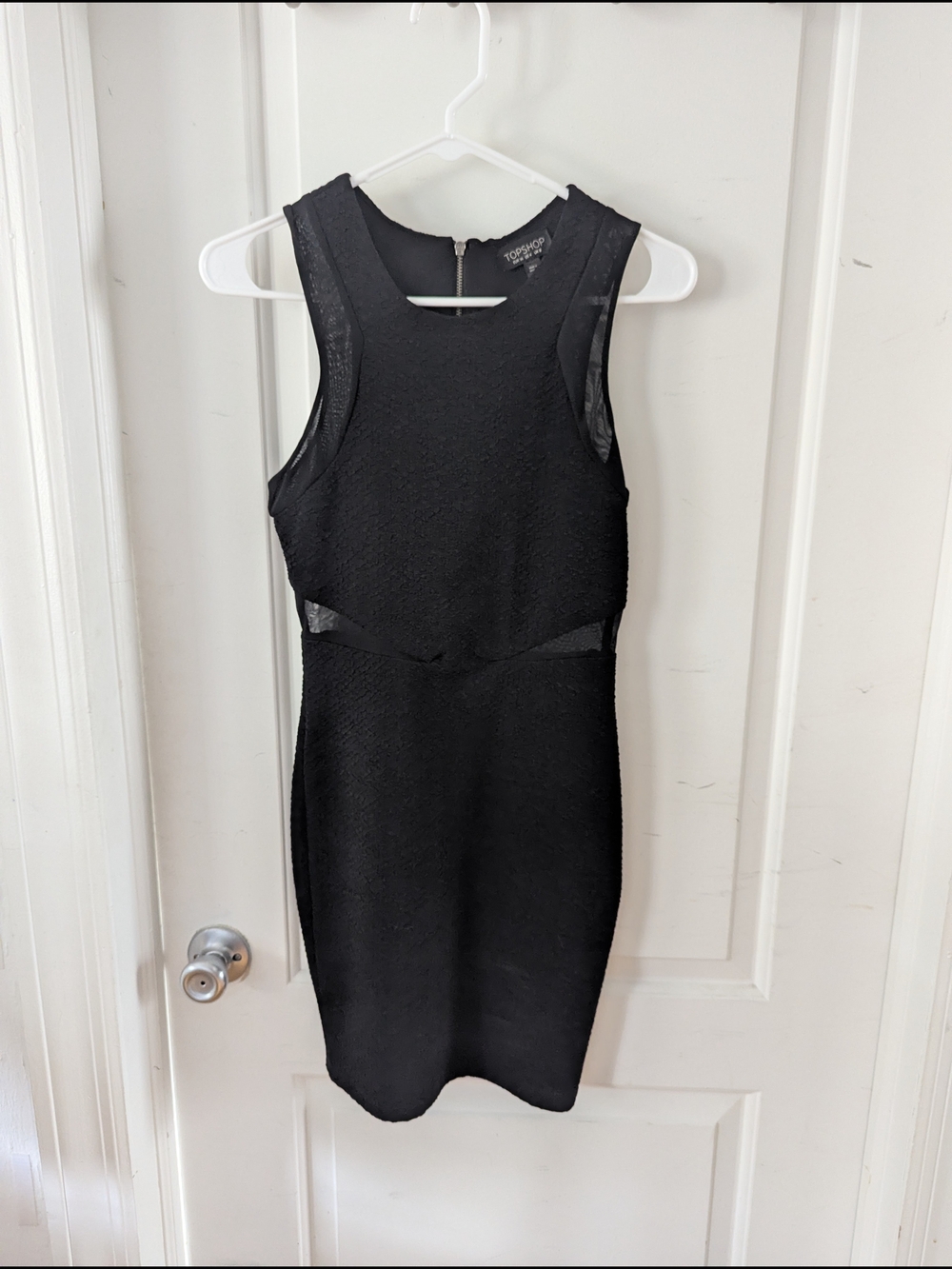 Topshop Black Sleeveless Mini Dress with Sheer Panels